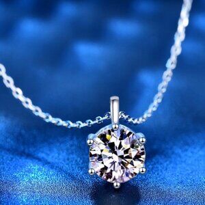 Certified 2ct. t.w. Diamond Moissanite Solitaire Necklace NEW